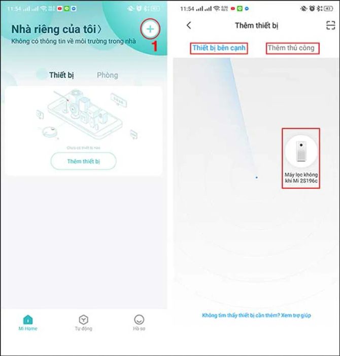 Thêm máy lọc không khí vào ứng dụng Mi Home