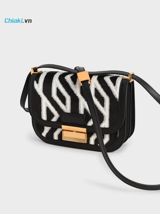 Túi xách nữ Charles & Keith Charlot Jacquard Printed Bag Black