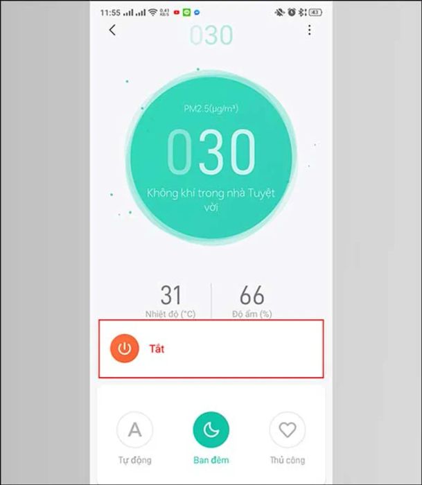 Sử dụng app Mi Home để bật/tắt máy lọc không khí