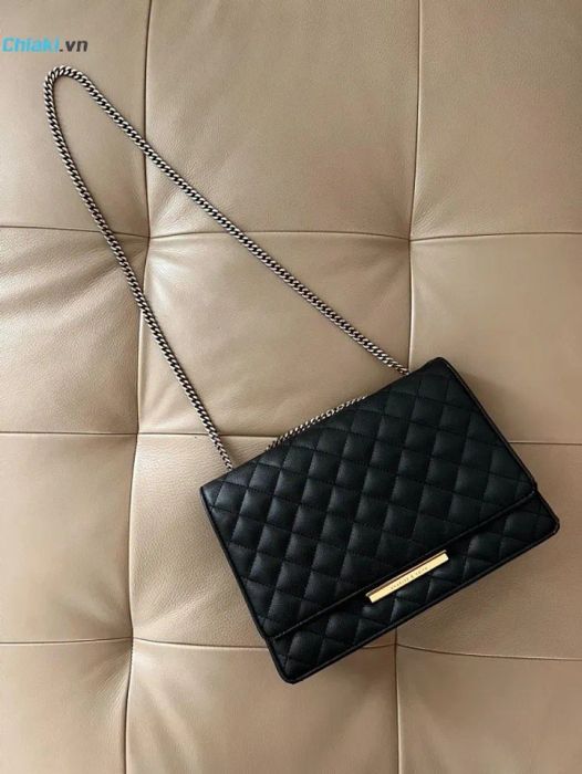 Túi xách Charles & Keith Double Chain Handle Quilted màu Đen