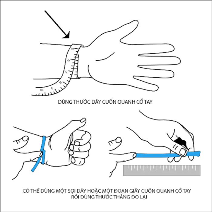 Đo kích thước của đồng hồ dựa vào kích thước của cổ tay