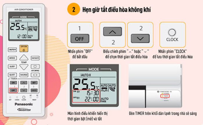 Hướng dẫn hẹn giờ tắt trên điều hòa Panasonic