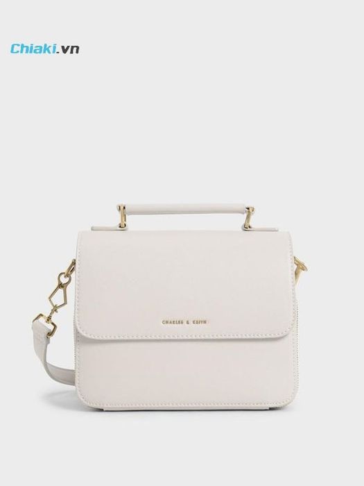 Túi xách nữ Charles & Keith Front Flap Top Handle Crossbody Bag CK2-80160091-1 Màu Sữa