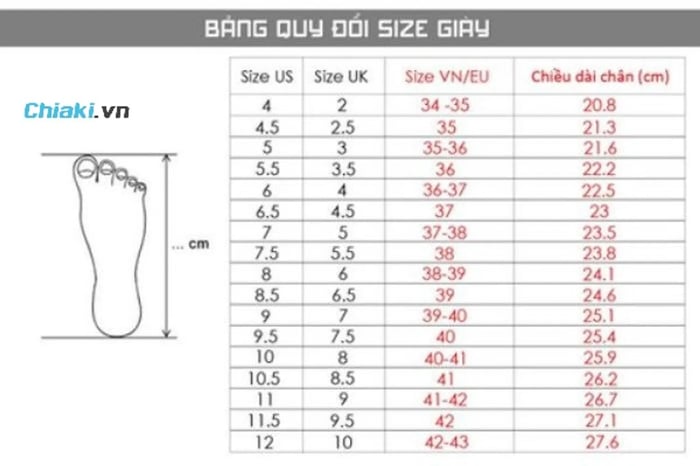 bảng size giày Charles and Keith, size giày Charles & Keith, cách chọn size giày Charles and Keith, cách đo size giày Charles and Keith, bảng đo size giày Charles and Keith