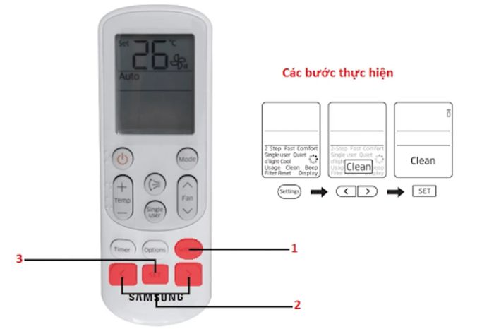 Thiết lập chức năng tự động làm sạch bằng cách thực hiện các bước sau: