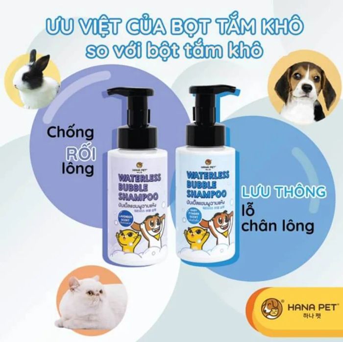 Sản phẩm sữa tắm khô cho mèo Hana Pet