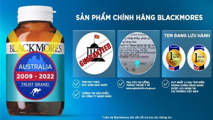 Xác minh tem phụ viết bằng tiếng Việt của sản phẩm Blackmores