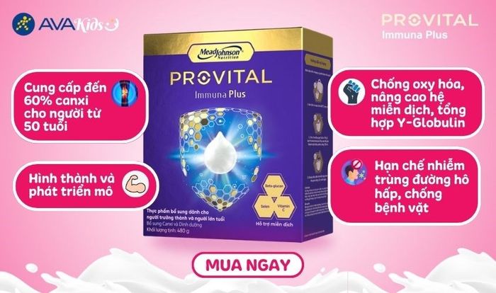 Sữa bột Provital Immuna Plus 480g (dành cho người lớn tuổi và trưởng thành)