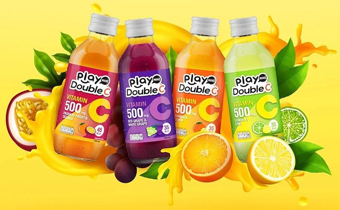 Lốc 6 chai nước giải khát PlayMore Double C vị chanh dây và cam 160 ml