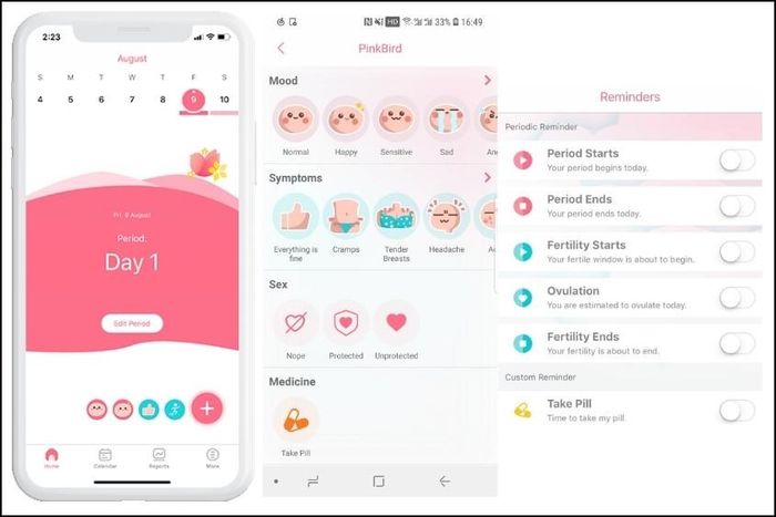 Ứng dụng Pinkbird giúp mẹ cập nhật và theo dõi các triệu chứng trong quá trình rụng trứng