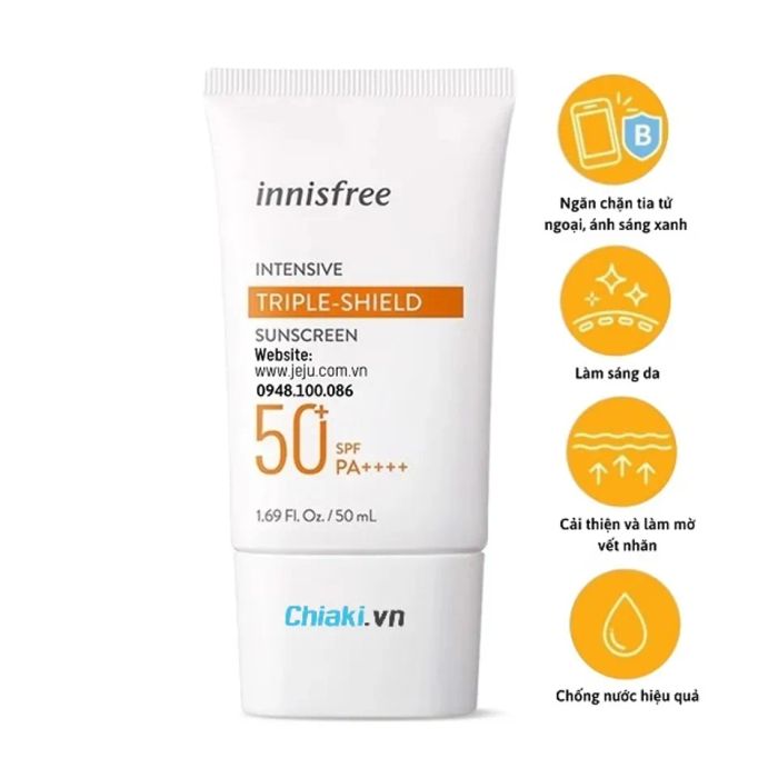 Kem chống nắng SPF 50 Hàn Quốc Innisfree Triple Shield