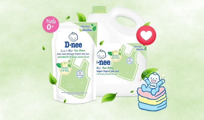 Nước giặt cho bé D-nee Xanh Lá hương nha đam can 3 lít