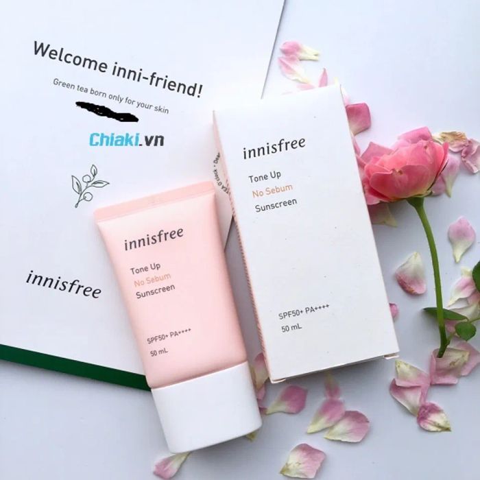 Kem chống nắng SPF 50 PA+++ màu hồng Innisfree No Sebum