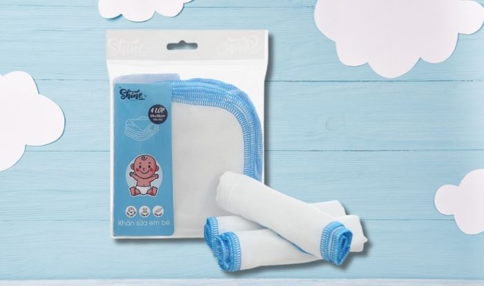 Bộ 10 khăn sữa cotton SHINE KS-16 4 lớp 25x28 cm - Màu trắng