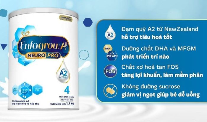 Sữa bột Enfagrow A2 Neuropro số 4 1.7 kg (dành cho trẻ từ 3 đến 6 tuổi)