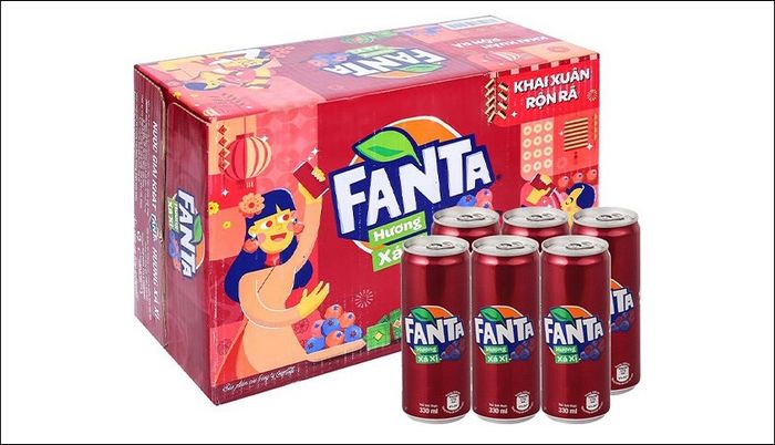 Thùng 24 lon nước ngọt Fanta vị xá xị 330 ml