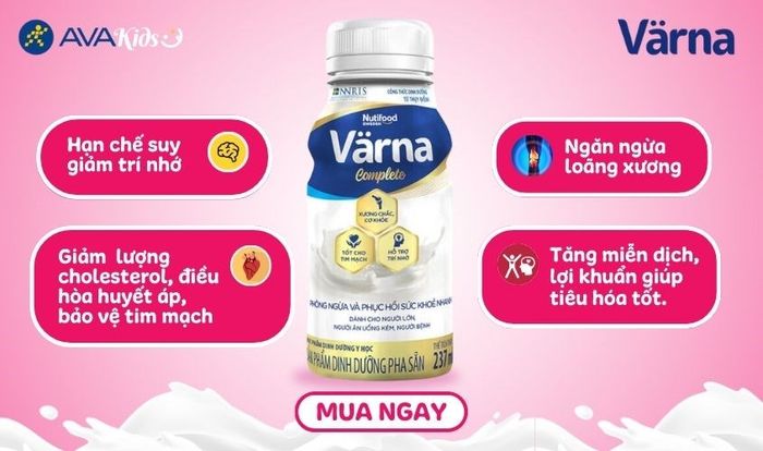 Lốc 6 chai sữa bột pha sẵn Nutifood Varna Complete hương nhạt thanh 237 ml