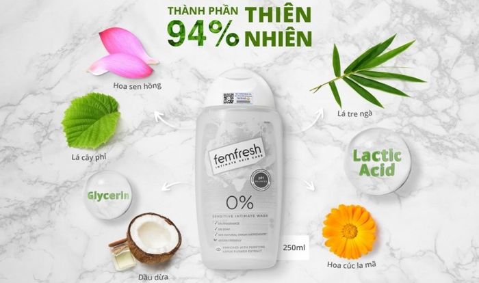 Dung dịch vệ sinh phụ nữ Femfresh 0% Sensitive Intimate Wash không mùi dung tích 250 ml