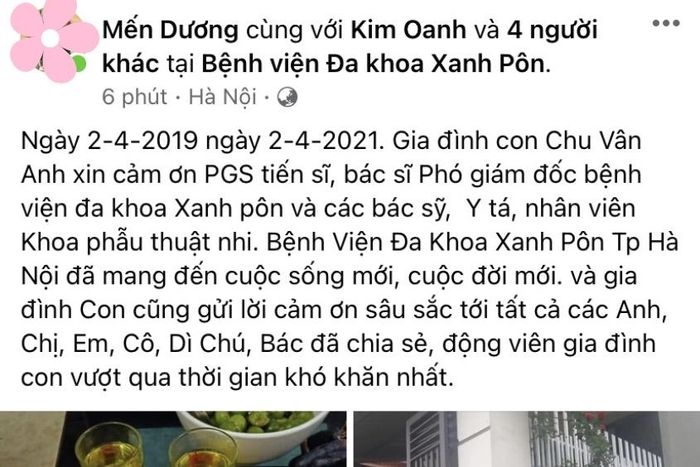 Lời cảm ơn từ cha mẹ bệnh nhi đến Bệnh viện Xanh Pôn Hà Nội