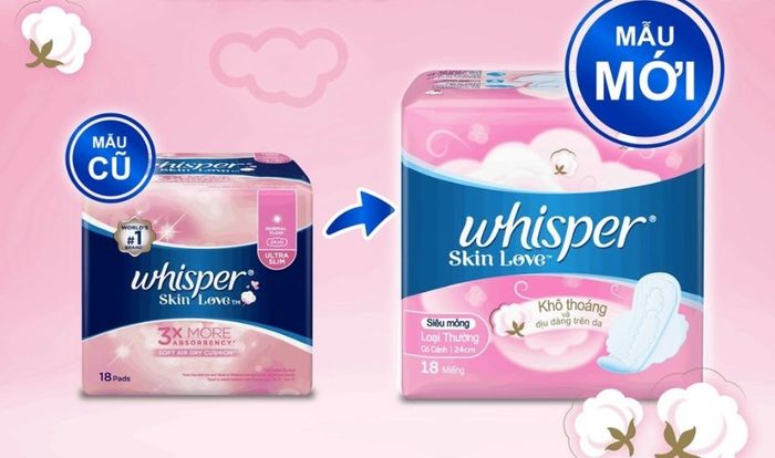 Băng vệ sinh ban ngày Whisper Skin Love siêu thấm có cánh 8 miếng