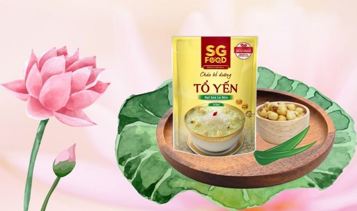 Cháo bổ dưỡng SG Food vị tổ yến, hạt sen và lá dứa trong gói 240g