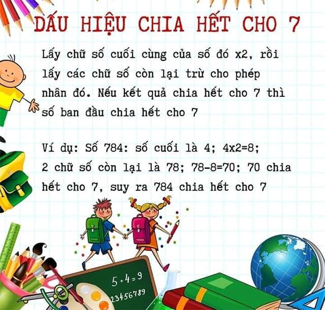 Biểu hiện phân biệt được sự chia hết cho số 7