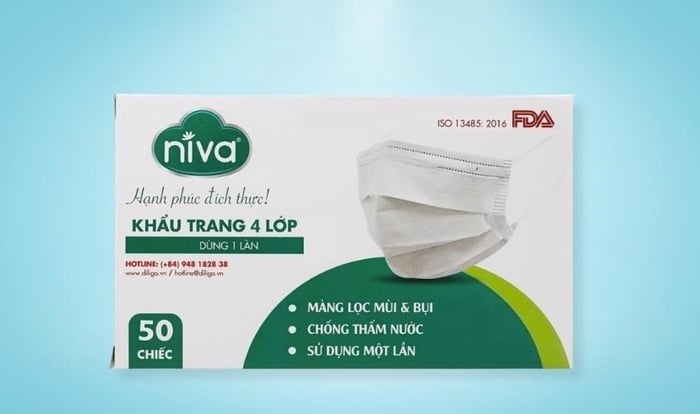 Hộp 50 cái khẩu trang y tế Niva 4 lớp