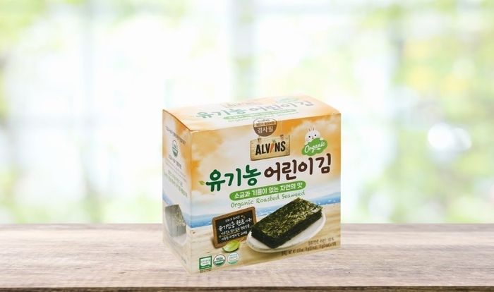 Hộp 10 gói snack rong biển hữu cơ không muối vị truyền thống Alvins 15g