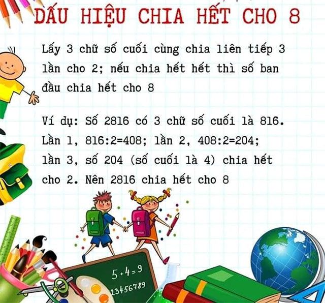 Biểu hiện phân biệt được sự chia hết cho số 8