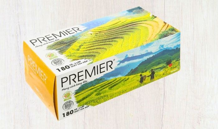 Hộp 180 tờ khăn giấy lụa rút PREMIER không mùi 2 lớp