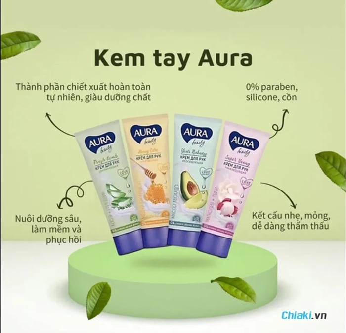 Kem dưỡng da tay Aura của Nga cung cấp độ ẩm