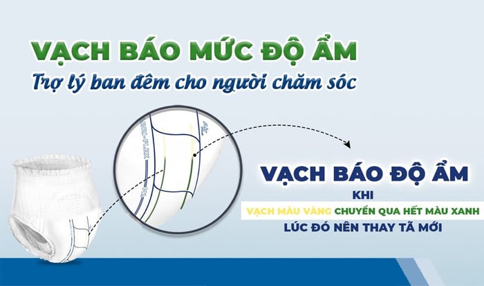 Chọn tã giấy người lớn với vạch báo độ ẩm để nhận biết thời điểm thay tã