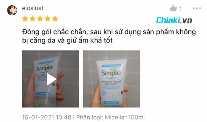 Đánh giá sữa rửa mặt cho da khô nhạy cảm của Simple từ người dùng