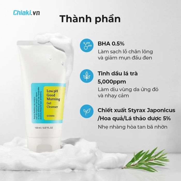 Sữa rửa mặt cho da khô nhạy cảm Cosrx Low pH Good Morning Gel Cleanser