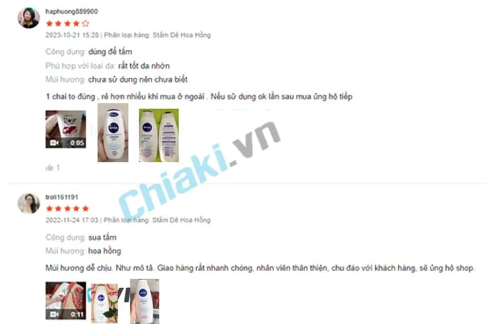 Nhận xét từ người dùng về sữa tắm Nivea