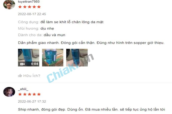 Nhận xét của người dùng về nước hoa hồng Pháp Laroche Posay