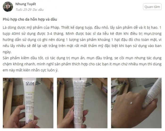 Review kem chấm mụn mủ SVR từ người sử dụng