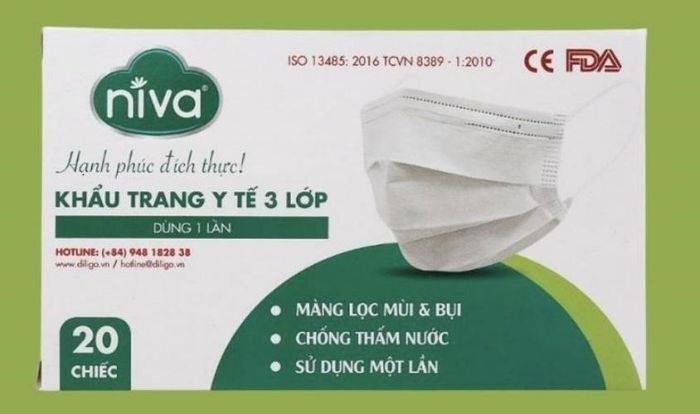 Hộp 50 cái khẩu trang y tế Niva có 4 lớp vải