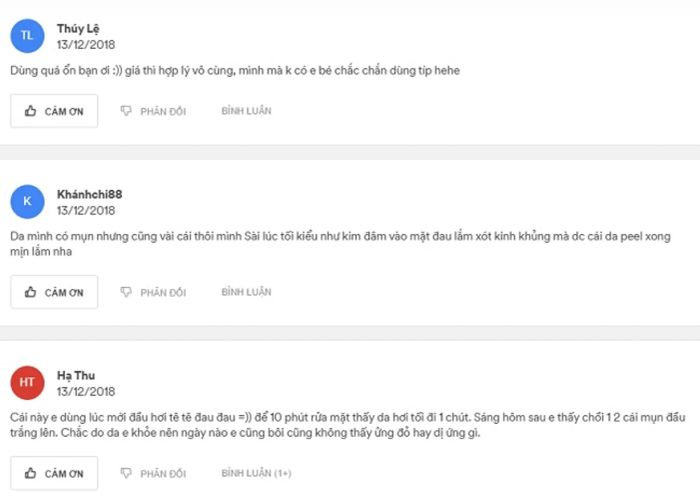 Phản hồi của người dùng về The Ordinary AHA 30% + BHA 2% Peeling Solution