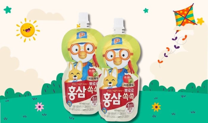 Nước ép trái cây Pororo hồng sâm vị táo, mơ 100 ml (phù hợp từ 1 tuổi trở lên)