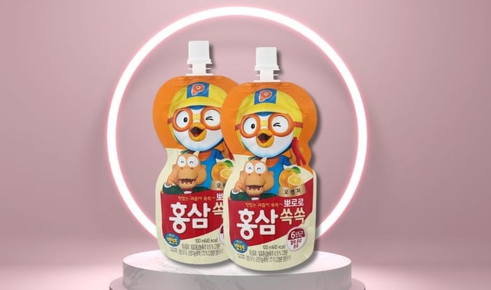 Nước ép trái cây Pororo hồng sâm vị cam 100 ml (từ 1 tuổi) cung cấp vitamin C và collagen cho làn da