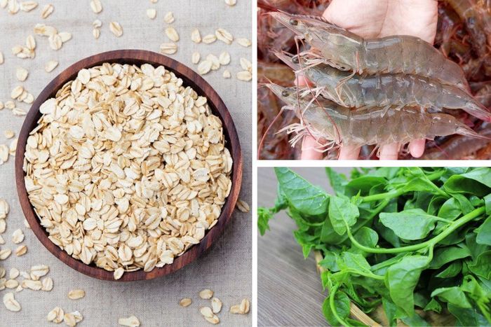 Cháo tôm yến mạch mồng tơi cho bé