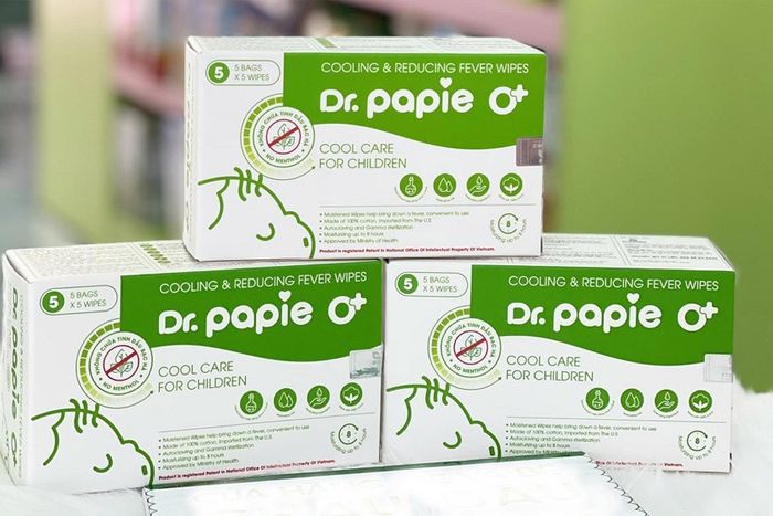 Khăn Hạ Sốt Dr.Papie 0+ Cho Bé Từ 0 Tháng (Hộp 5 Cái)