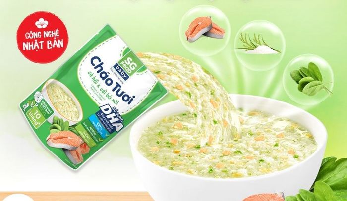 Cháo tươi SG Food Baby vị cá hồi, cải bó xôi gói 240g (từ 10 tháng)