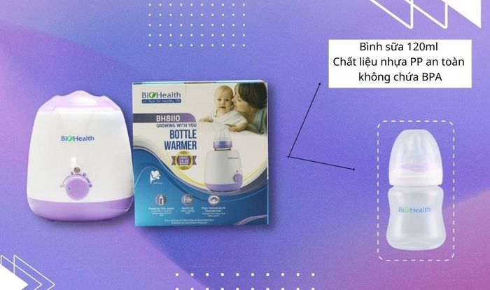 Bình sữa đi kèm dung tích 120ml, làm từ nhựa PP an toàn