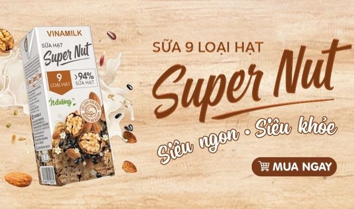 Lốc 4 hộp sữa hạt Vinamilk Super Nut 180 ml (từ 4 tuổi)