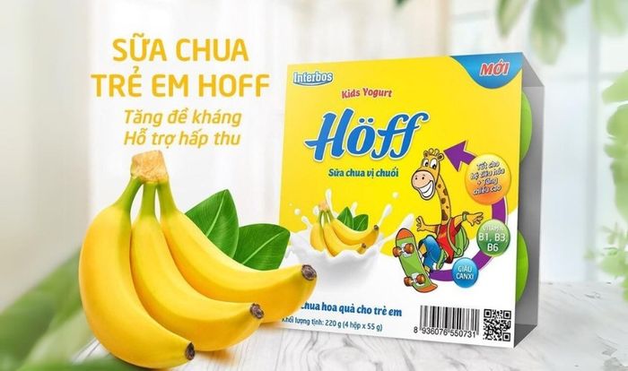 Hộp sữa chua trái cây Hoff vị chuối 55g (dành cho trẻ từ 6 tháng) - Lốc 4 hộp