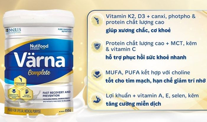 Sữa bột Nutifood Varna Complete dành cho người lớn hương vị nhạt thanh 850g