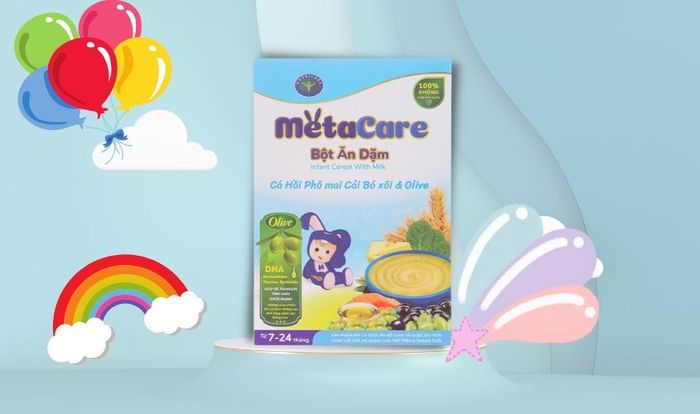 Bột ăn dặm MetaCare cá hồi, phô mai, cải bó xôi và olive hộp 200g (7 - 24 tháng)