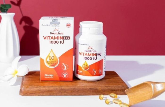 Viên uống Healthza Vitamin D3 1000IU hỗ trợ hấp thu canxi 60 viên (từ 6 tuổi)